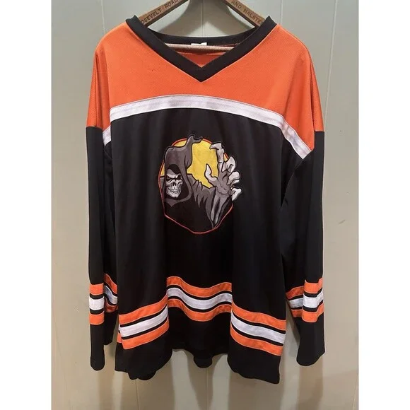 Spirit Halloween Black Orange HORROR Hockey Jersey XL Reaper Phantom 31 - Picture 2 of 6